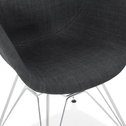 ALTEREGO Chaise moderne 'ORIGAMI' en tissu gris foncé avec pieds en métal chromé Online