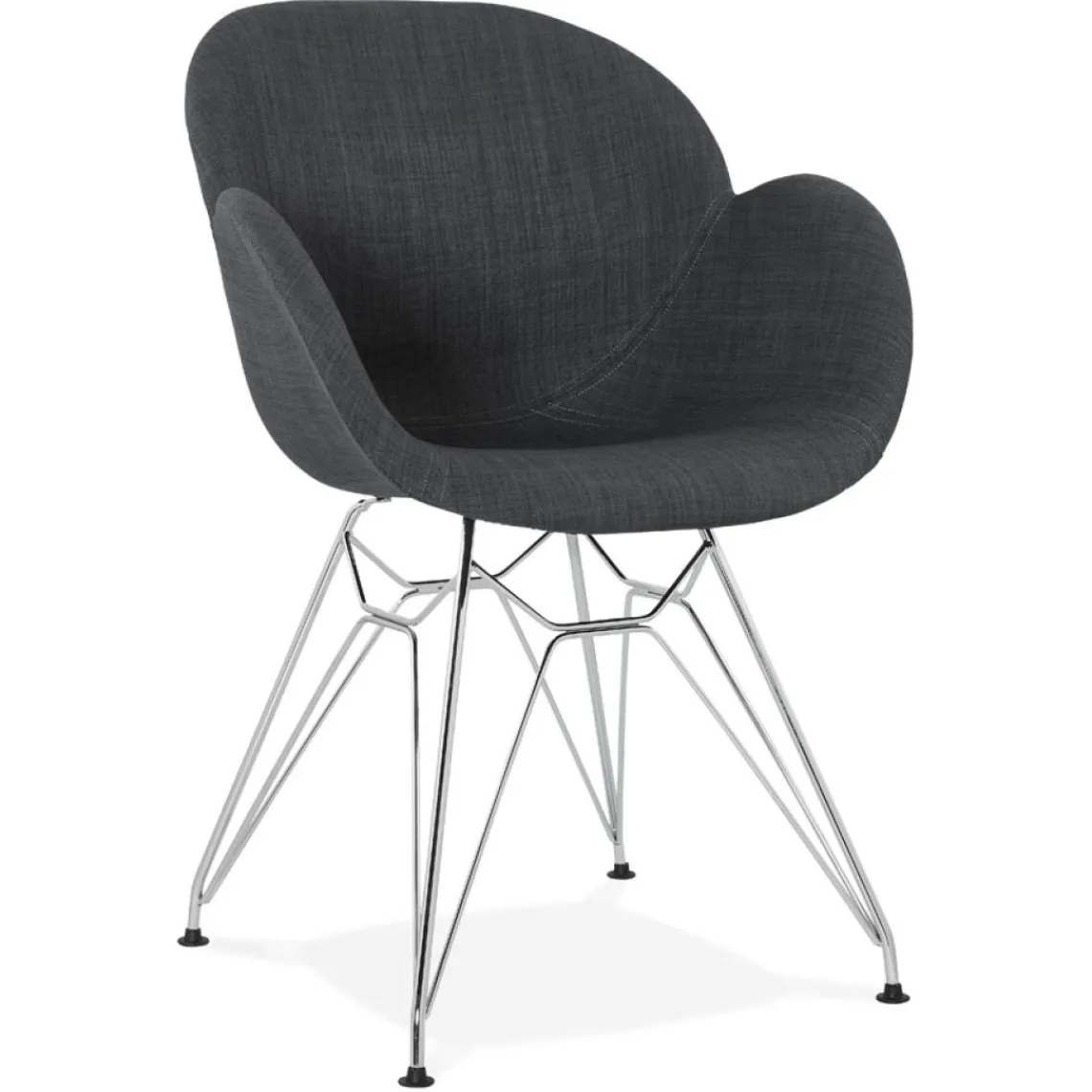 ALTEREGO Chaise moderne 'ORIGAMI' en tissu gris foncé avec pieds en métal chromé Online