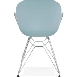 ALTEREGO Chaise moderne 'UNAMI' bleue en matière plastique avec pieds en métal chromé New