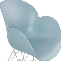 ALTEREGO Chaise moderne 'UNAMI' bleue en matière plastique avec pieds en métal chromé New