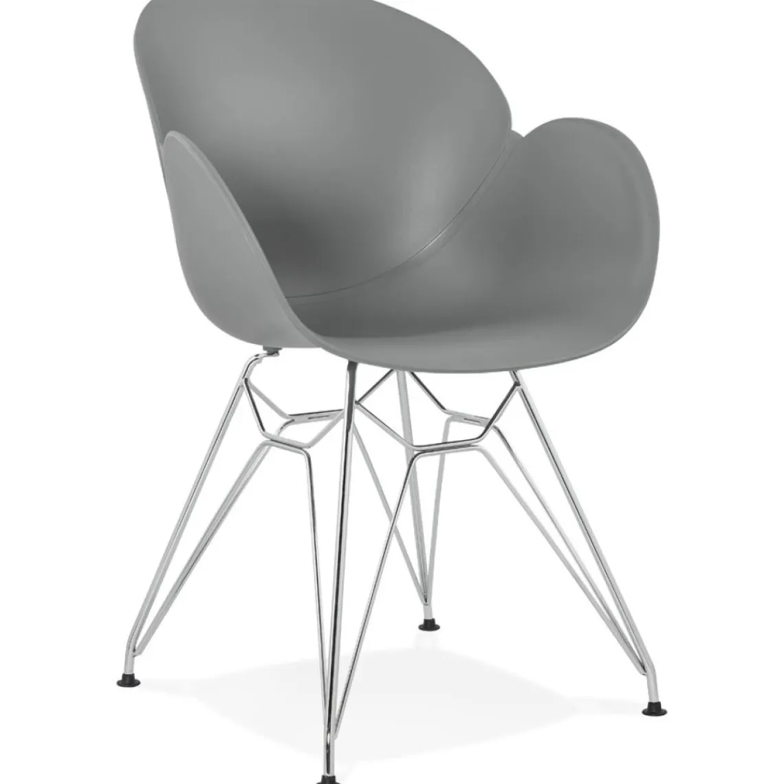 ALTEREGO Chaise moderne 'UNAMI' grise en matière plastique avec pieds en métal chromé Clearance