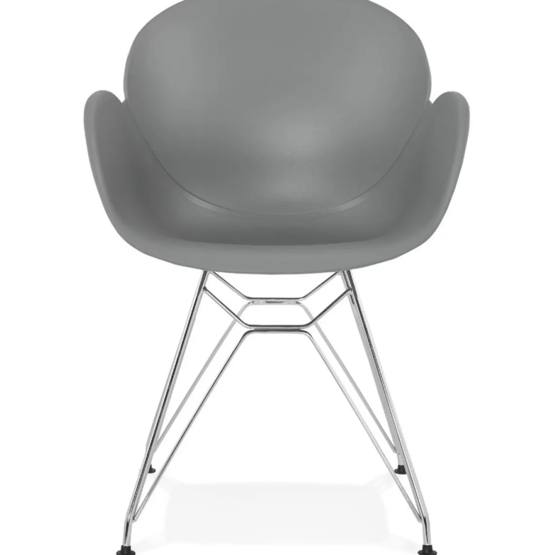 ALTEREGO Chaise moderne 'UNAMI' grise en matière plastique avec pieds en métal chromé Clearance