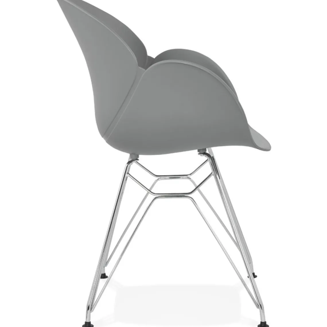 ALTEREGO Chaise moderne 'UNAMI' grise en matière plastique avec pieds en métal chromé Clearance