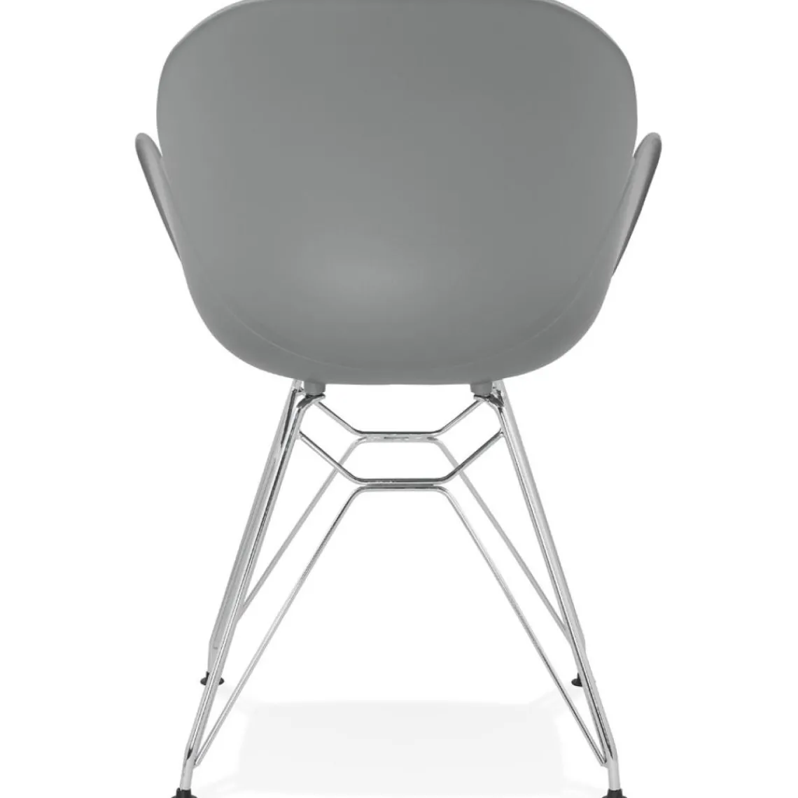 ALTEREGO Chaise moderne 'UNAMI' grise en matière plastique avec pieds en métal chromé Clearance