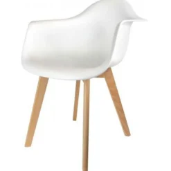 3S. x Home Chaise scandinave avec accoudoir ORKNEY Blanc New