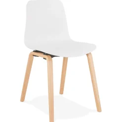 ALTEREGO Chaise scandinave 'PACIFIK' blanche avec pieds en bois finition naturelle Hot