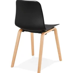 ALTEREGO Chaise scandinave 'PACIFIK' noire avec pieds en bois finition naturelleChaise scandinave 'PACIFIK' noire avec pieds en bois finition naturelle Best