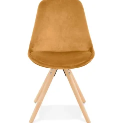 ALTEREGO Chaise vintage en velours moutarde et pieds en bois noir 'RICKY' Clearance