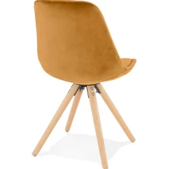 ALTEREGO Chaise vintage en velours moutarde et pieds en bois noir 'RICKY' Clearance