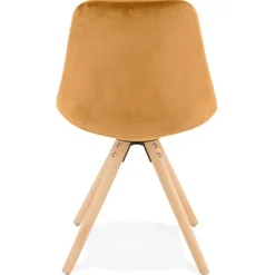 ALTEREGO Chaise vintage en velours moutarde et pieds en bois noir 'RICKY' Clearance