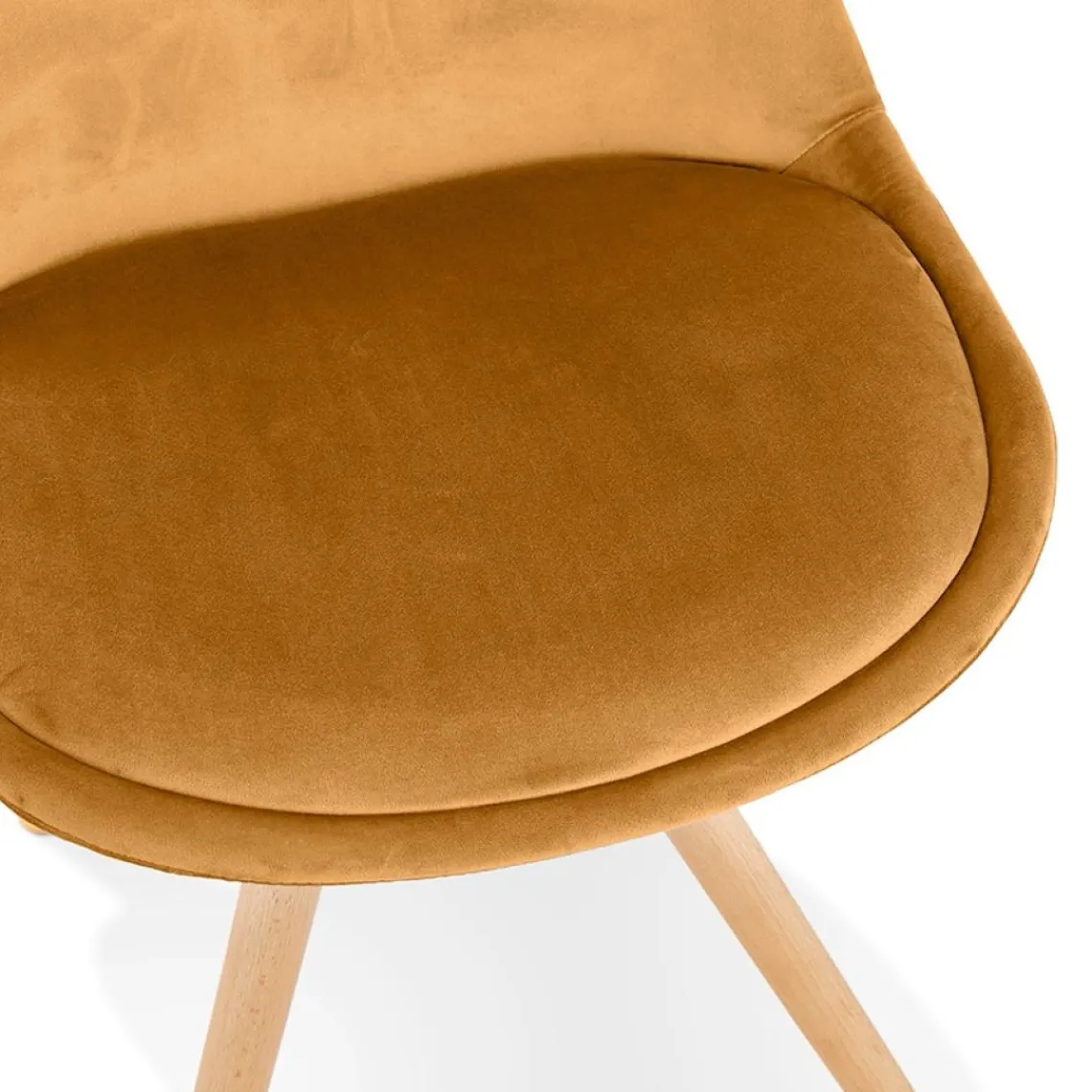 ALTEREGO Chaise vintage en velours moutarde et pieds en bois noir 'RICKY' Clearance