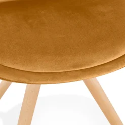 ALTEREGO Chaise vintage en velours moutarde et pieds en bois noir 'RICKY' Clearance