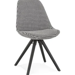 ALTEREGO Chaise vintage 'RICKY' en tissu pied de poule et pieds en bois noir Best