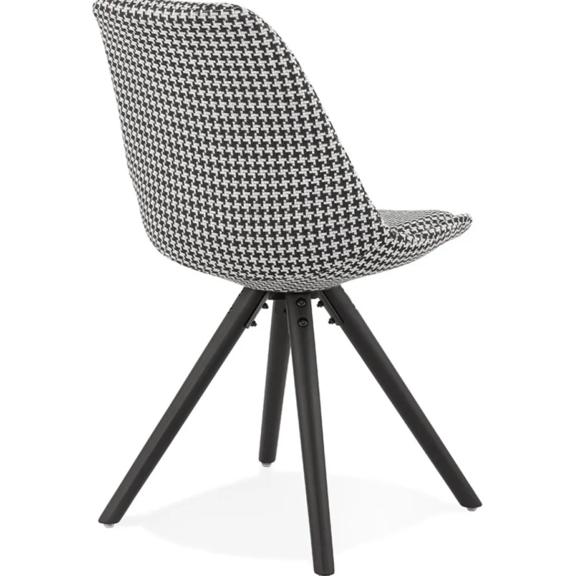 ALTEREGO Chaise vintage 'RICKY' en tissu pied de poule et pieds en bois noir Best