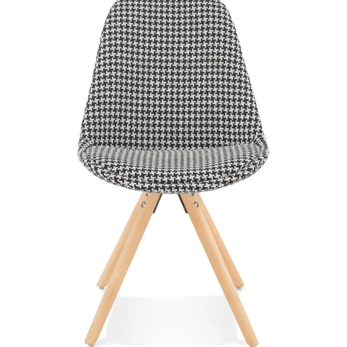 ALTEREGO Chaise vintage 'RICKY' en tissu pied de poule et pieds en bois naturel Online