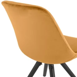 ALTEREGO Chaise vintage 'RICKY' en velours moutarde et pieds en bois noir