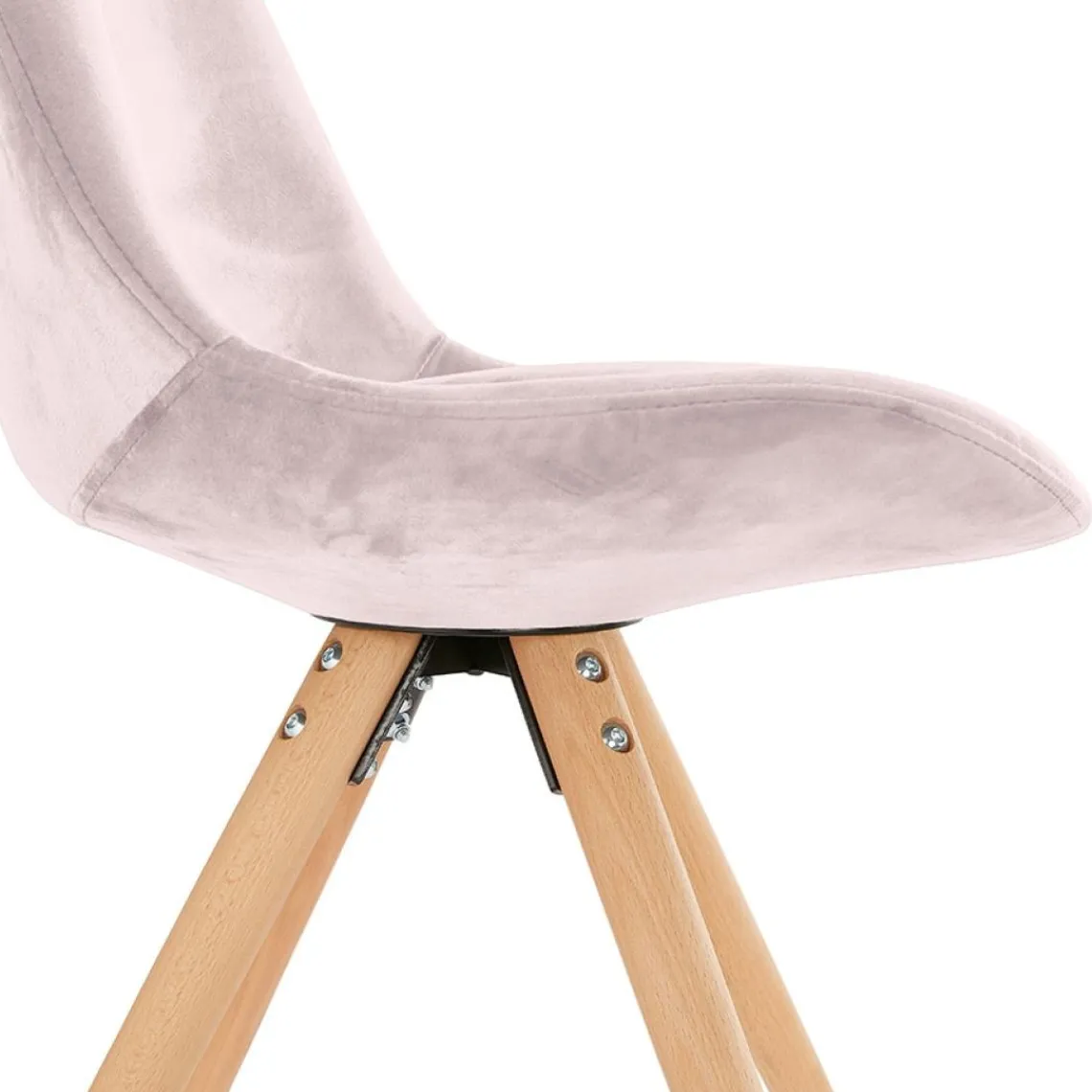 ALTEREGO Chaise vintage 'RICKY' en velours rose et pieds en bois naturel Discount