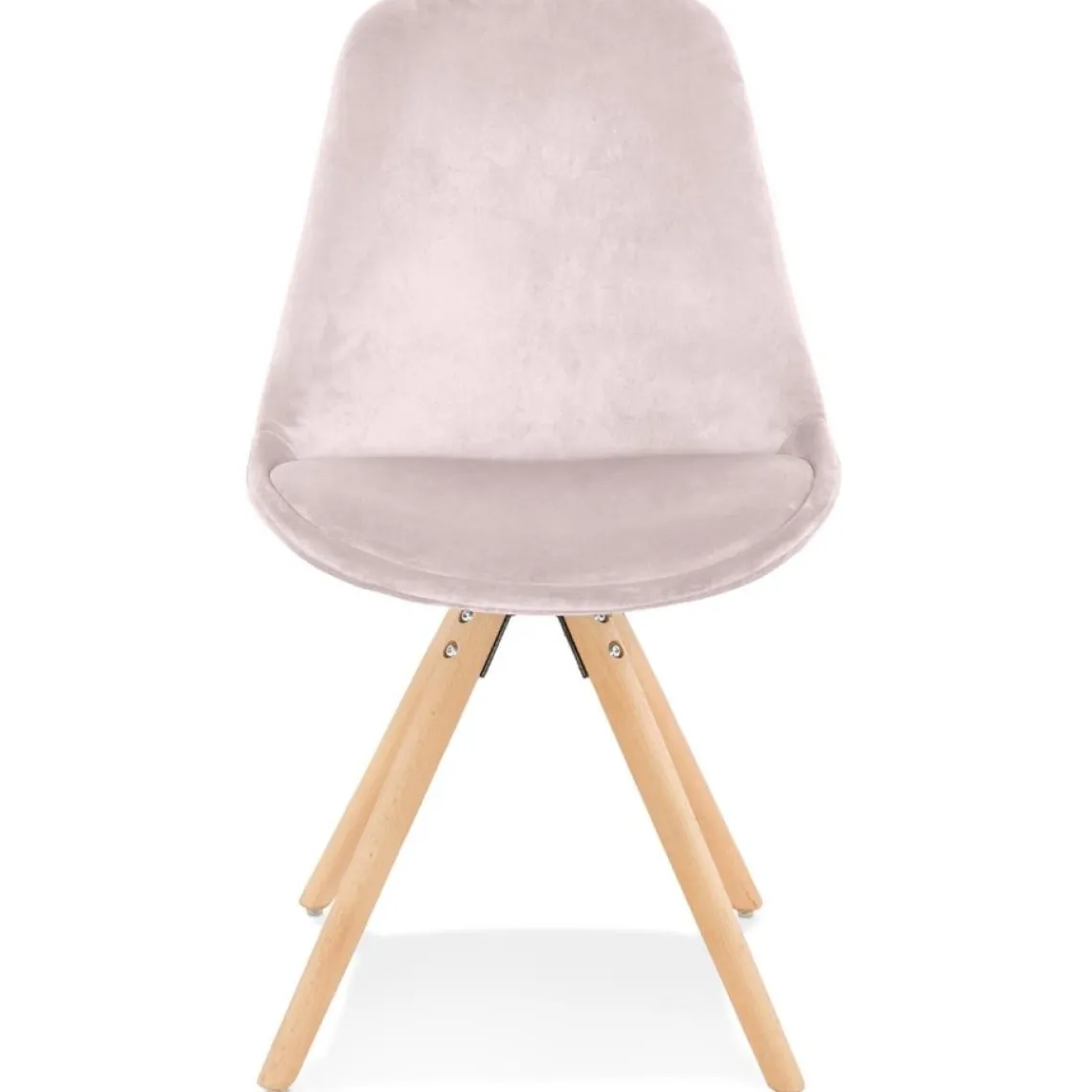 ALTEREGO Chaise vintage 'RICKY' en velours rose et pieds en bois naturel Discount