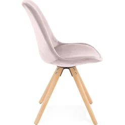 ALTEREGO Chaise vintage 'RICKY' en velours rose et pieds en bois naturel Discount
