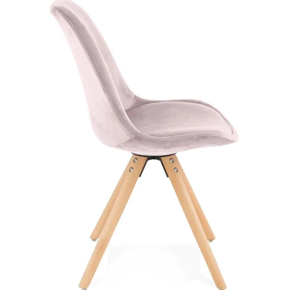 ALTEREGO Chaise vintage 'RICKY' en velours rose et pieds en bois naturel Discount