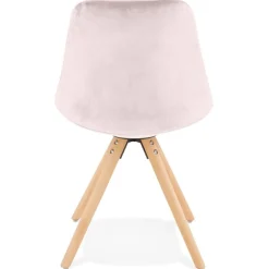 ALTEREGO Chaise vintage 'RICKY' en velours rose et pieds en bois naturel Discount