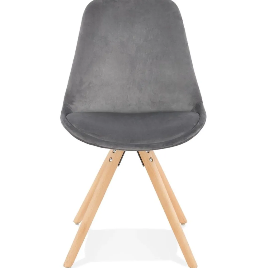 ALTEREGO Chaise vintage 'RICKY' en velours gris et pieds en bois naturel Online