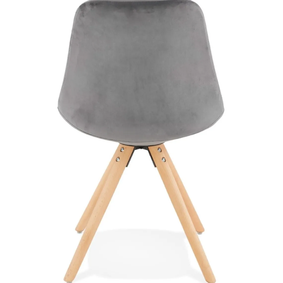 ALTEREGO Chaise vintage 'RICKY' en velours gris et pieds en bois naturel Online