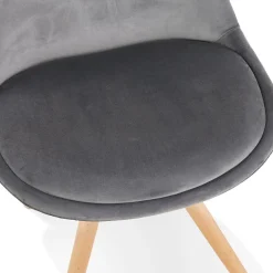 ALTEREGO Chaise vintage 'RICKY' en velours gris et pieds en bois naturel Online