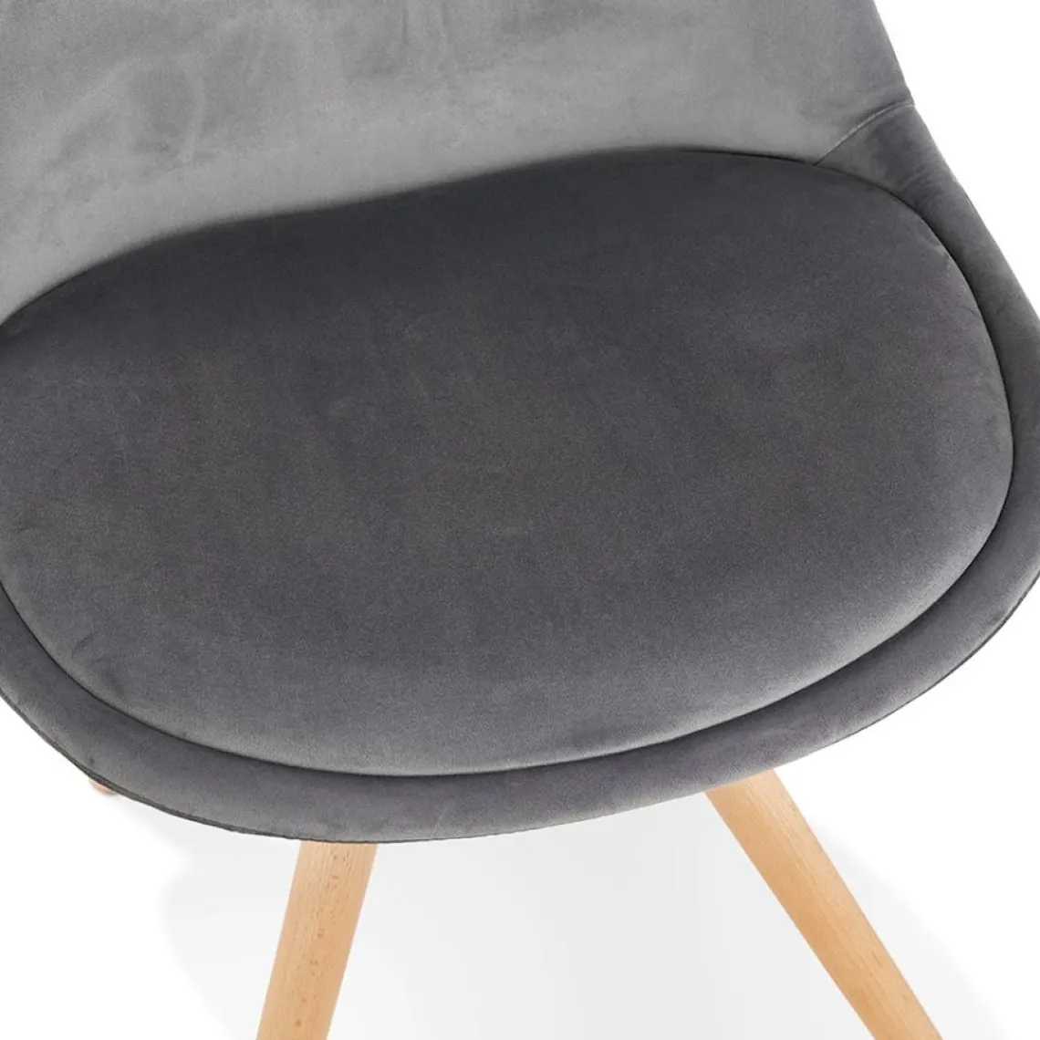 ALTEREGO Chaise vintage 'RICKY' en velours gris et pieds en bois naturel Online