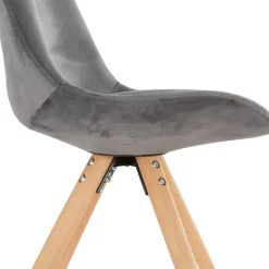 ALTEREGO Chaise vintage 'RICKY' en velours gris et pieds en bois naturel Online