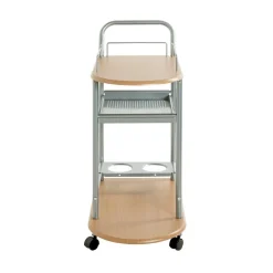 3S. x Home Chariot de cuisine double plateau couleur hètre Discount