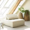 Macabane Chauffeuse capitonnée beige avec dossier et coussin Outlet