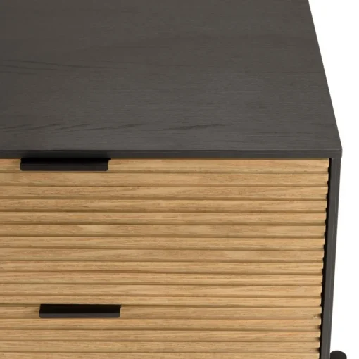 Macabane Chevet marron et noir 2 tiroirs Pin pieds métal noir Discount