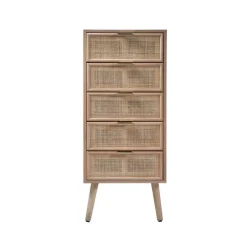 Calicosy Chiffonnier 5 tiroirs façades en rotin naturel en bois Beige Online