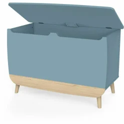 3 SUISSES Coffre à jouets avec couvercle FIRMIANA bleu orage et pin naturel Hot