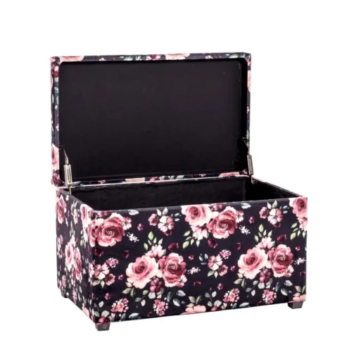 3S. x Home Coffre de rangement assise rembourrée et rabattable velours