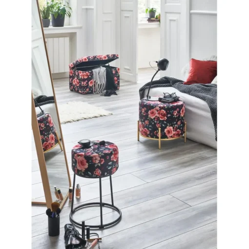 3S. x Home Coffre de rangement assise rembourrée et rabattable velours