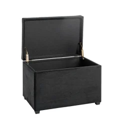 3S. x Home Coffre de rangement en velours noir assise rembourrée et pliable