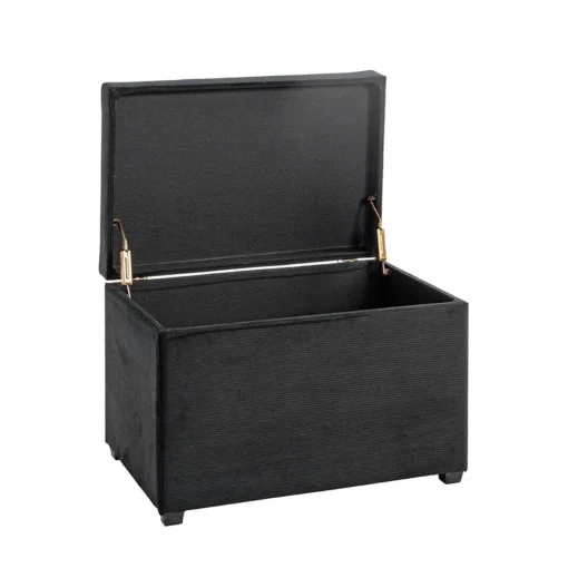 3S. x Home Coffre de rangement en velours noir assise rembourrée et pliable