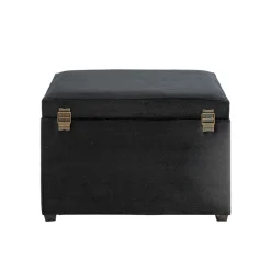 3S. x Home Coffre de rangement en velours noir assise rembourrée et pliable
