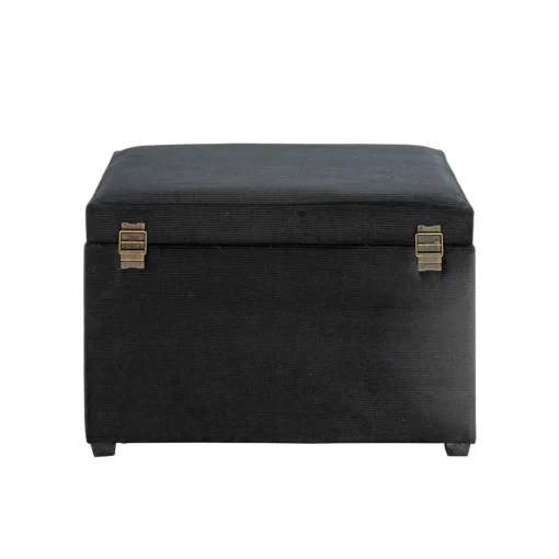3S. x Home Coffre de rangement en velours noir assise rembourrée et pliable
