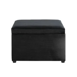 3S. x Home Coffre de rangement en velours noir assise rembourrée et pliable