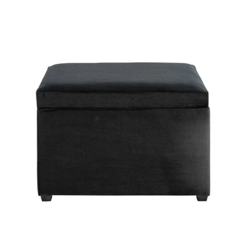 3S. x Home Coffre de rangement en velours noir assise rembourrée et pliable