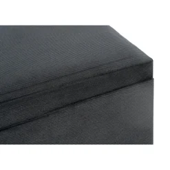 3S. x Home Coffre de rangement en velours noir assise rembourrée et pliable