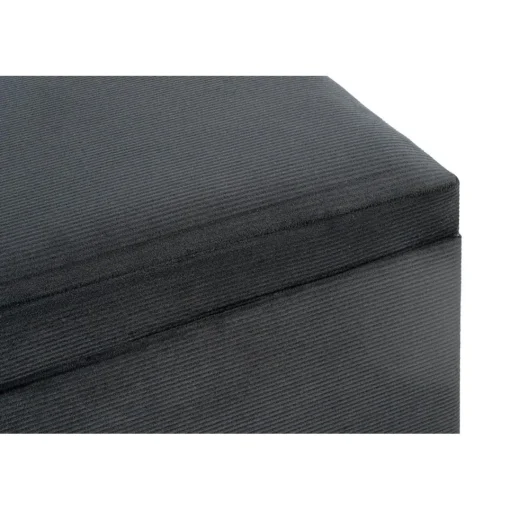 3S. x Home Coffre de rangement en velours noir assise rembourrée et pliable