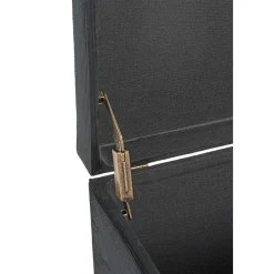 3S. x Home Coffre de rangement en velours noir assise rembourrée et pliable