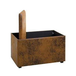 3S. x Home Coffre de rangement métal recouvert simili cuir marron Hot
