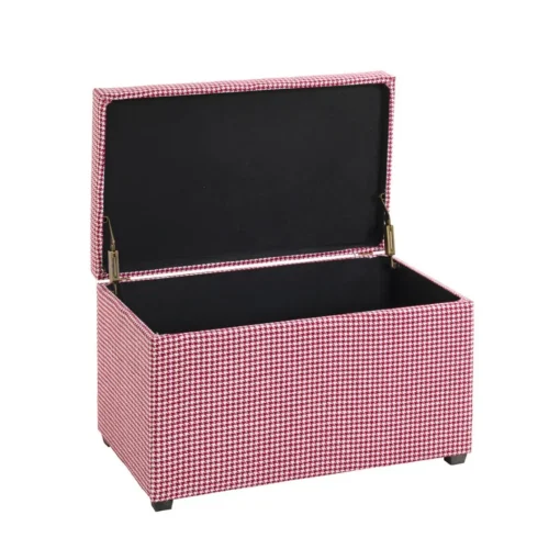 3S. x Home Coffre de rangement tissu pied-de-poule rouge et blanc Outlet