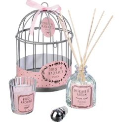 3S. x Home Coffret Cage Et Diffuseur Et Bougie D14 Cm Blanc New