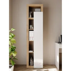 3S. x Home Colonne 1 porte 3 étagères bois niches Discount